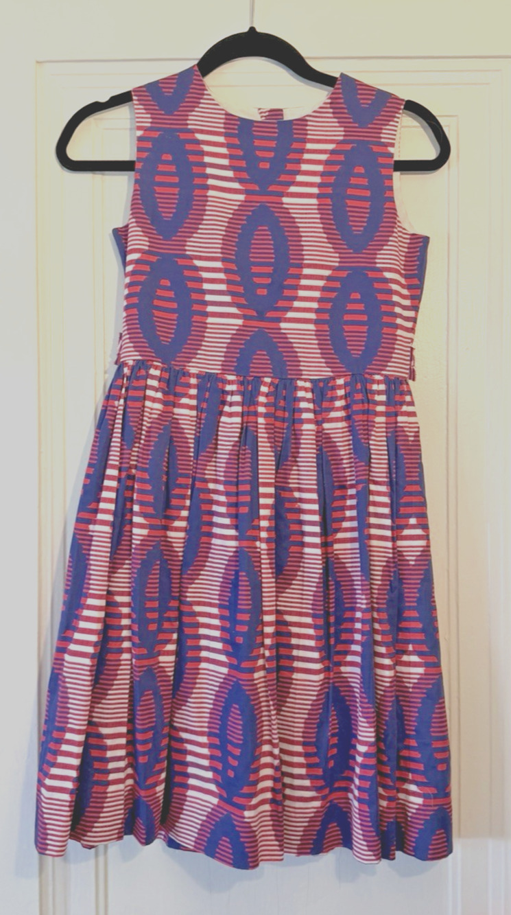 Girls Oscar de la Renta Red, White & Navy Graphic Print Dress size 12Y